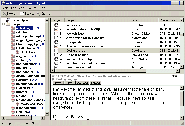 EGroupsAgent Screenshot